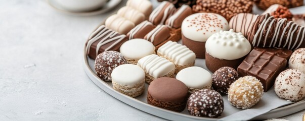 Assorted Chocolate Treats Platter Elegant Candy Display, sweets , desserts