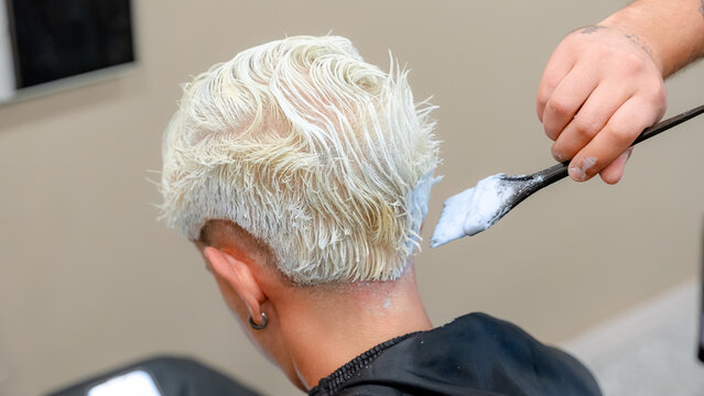 Bleaching process at modern barbershop