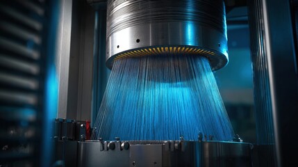 Medium shot of an automated fiber analysis machine scanning textile fibers with IoT sensors delivering realtime fabric condition reports.