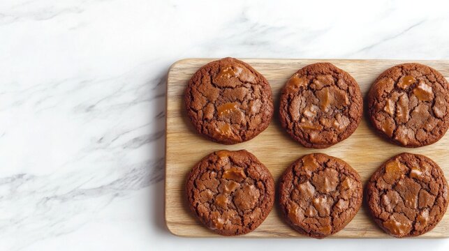 Chocolate Chip Cookies on Wood Board and Marble, baked goods , dessert - Powered by Adobe