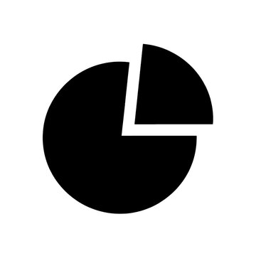 Simple black pie chart icon showing a quarter segment separated, perfect for data visualization and business infographics, isolated on transparent background.