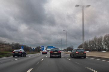 Motion Blur British Motorway Traffic During the Day