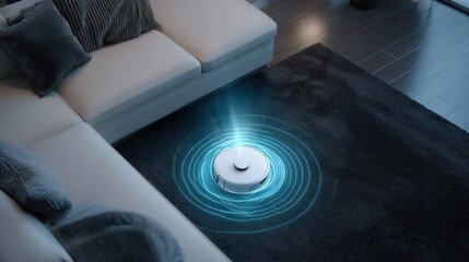 Modern AIpowered sensor scanning a surface in a medium shot showcasing smart stain analysis improving detection precision with innovative algorithmbased techniques.