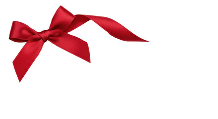 Deep crimson red grosgrain ribbon, 1.5 inch, ribbed texture, two elegant symmetrical bows, short tails, on transparent background, copy space, festive decoration concept