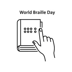 Hand reading braille book on World Braille Day