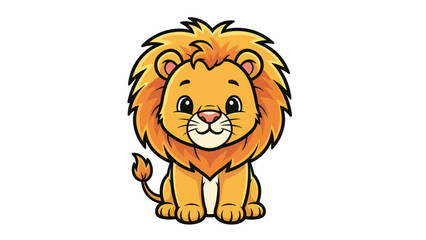 Fototapeta premium Cute cartoon lion vector illustration isolated on white background