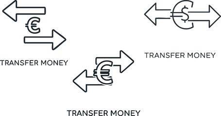 Currency exchange icons illustrating money transfer concepts for finance