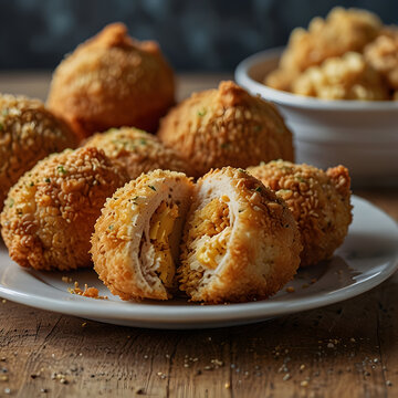 Crispy coxinhas filled with tender chicken and creamy cheese