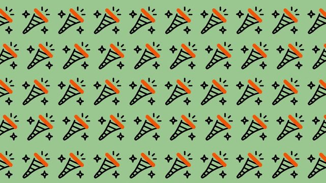 Seamless looping party popper pattern animation on mint green background.