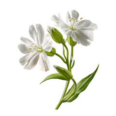Fototapeta premium White Flowers With Green Leaves in a Simple Setting Captured in a Clear View During Daylight Hours