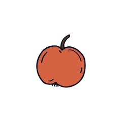 Hand drawn line art apple icon vector illustration. Doodle fruit clipart
