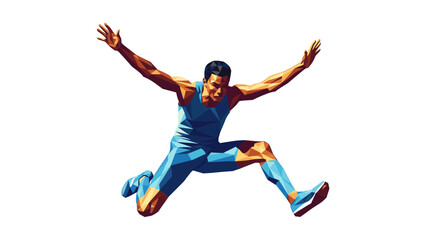 Fototapeta premium Abstract illustration of a long jumper in mid-air against a white background