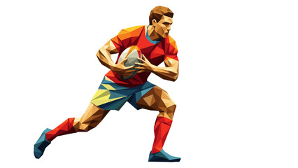 Obraz premium Geometric illustration of a rugby player running with the ball