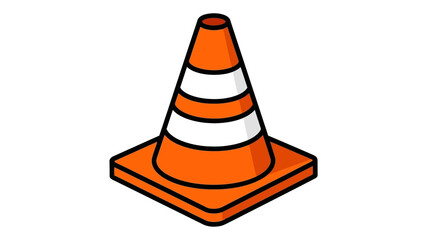 A vibrant illustration depicts a classic orange and white traffic cone prominently displayed against a clean white background signaling caution