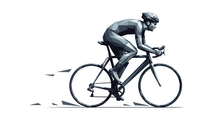 Fototapeta premium Geometric cyclist riding a road bike on a white background
