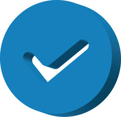 3D Blue Circle Check Mark Icon Vector