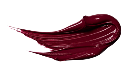 textured abstract burgundy color paint strokes isolated on transparent background, png