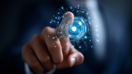 Faceless cybersecurity expert architecting multi-layered security system for FinTech and secure online payments, interacting with futuristic holographic data protection interface,