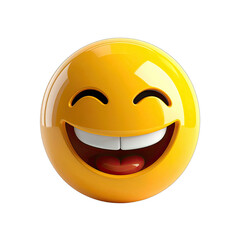 A high-quality 3D render of a laughing emoji with teeth visible against a black background.