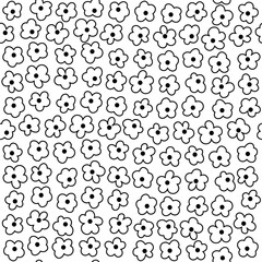Seamless flower pattern. Geometric stylized flowers in groovy naive style. Floral botanic hand drawn design templates. 60s and 70s Retro style.