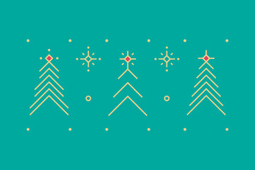 Snowflake and fir tree icons. Modern linear design sign. Decorative symbols for Christmas decor and new year's traditional design elements.  
