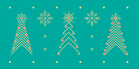 Snowflake and fir tree icons. Modern linear design sign. Decorative symbols for Christmas decor and new year's traditional design elements.