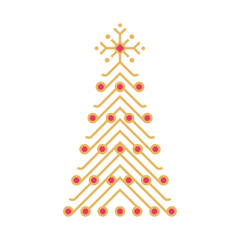 Fir tree illustration. Modern linear design sign. Decorative symbols for Christmas decor and new year's traditional design elements.  