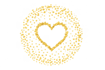 Golden glitter heart shape forming a circle