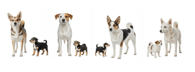 Set Of Dog with Puppy isolated on transparent background, Puppy with mother , Dog PNG