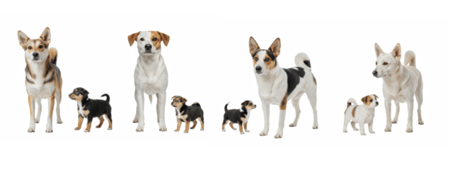 Set Of Dog with Puppy isolated on transparent background, Puppy with mother , Dog PNG 