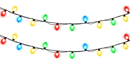 Horizontal Teardrop Christmas Lights &ndash; Glowing Bulbs in PNG and JPG Formats for Festive Design