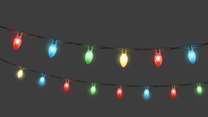 Christmas Light Chains &ndash; Curved Dual Strings in PNG and JPG Formats for Event Celebration and Decoration