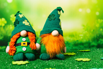 Male and Female stuffed St. Patrick's over grass