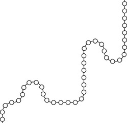 Circular nodes follow a guided route that forms linked bends and directional flow.