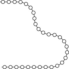 Circular nodes follow a trail controlled by flow that moves through formed bends.