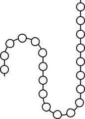 Circular nodes move along a turning path that redirects through shifting curves.