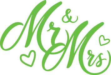 Wedding Mr and Mrs Word Art Hand Lettered Vector EPS