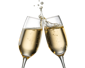 Champagne Toast with Bubbles and Splash Keywords: champagne, toast, celebration, clinking