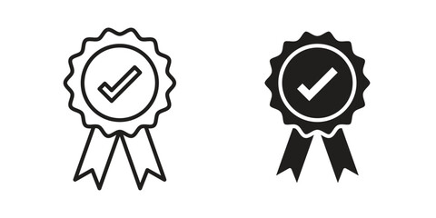 Badge icons Vector hand drawn illustration in doodle style. Simple sketch isolated.