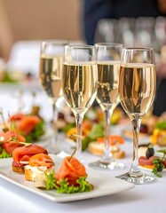 Festive Champagne and finger foods