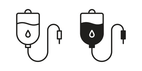 Blood transfusion icons Vector hand drawn illustration in doodle style. Simple sketch isolated.
