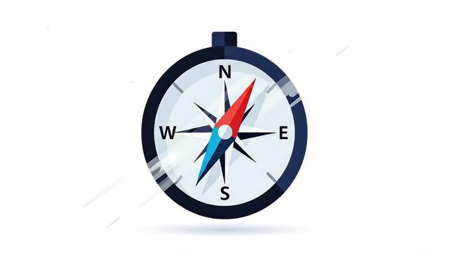 Animated Compass Icon with Spinning Needle for Navigation.