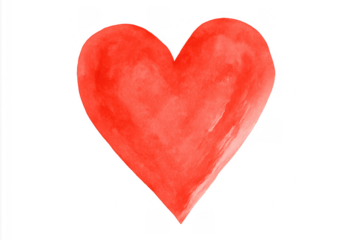 Red watercolor heart symbolizing love, romance, and valentine's day