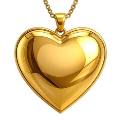 A richly detailed, highly polished, three-dimensional golden heart pendant on a chain against a stark black background.