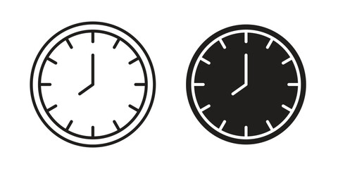 Clock icons Vector hand drawn illustration in doodle style. Simple sketch isolated.