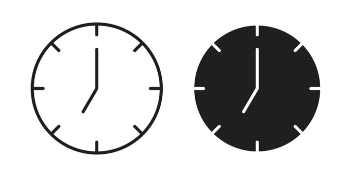 Clock seven icons Vector hand drawn illustration in doodle style. Simple sketch isolated.