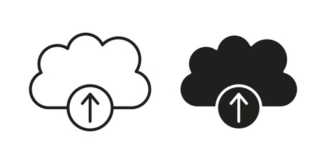 Cloud upload icons Vector hand drawn illustration in doodle style. Simple sketch isolated.