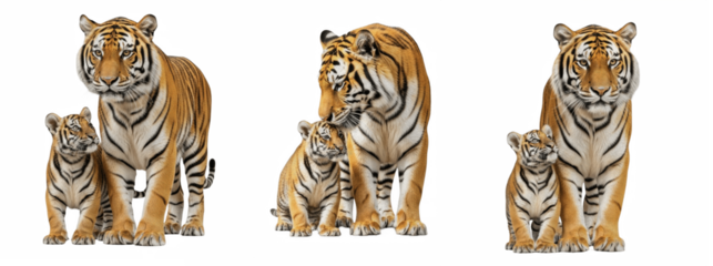Set Of Tiger With Cub isolated, Mother Tiger with Baby Cub, PNG, Siberian Tiger PNG, PNG 