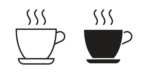 Coffee icons Vector hand drawn illustration in doodle style. Simple sketch isolated.