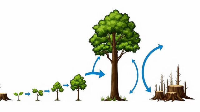 Animated Diagram Illustrating the Complete Life Cycle of a Tree.